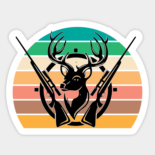 Retro Deer Hunting Gift Sticker by The WYLD Tribe